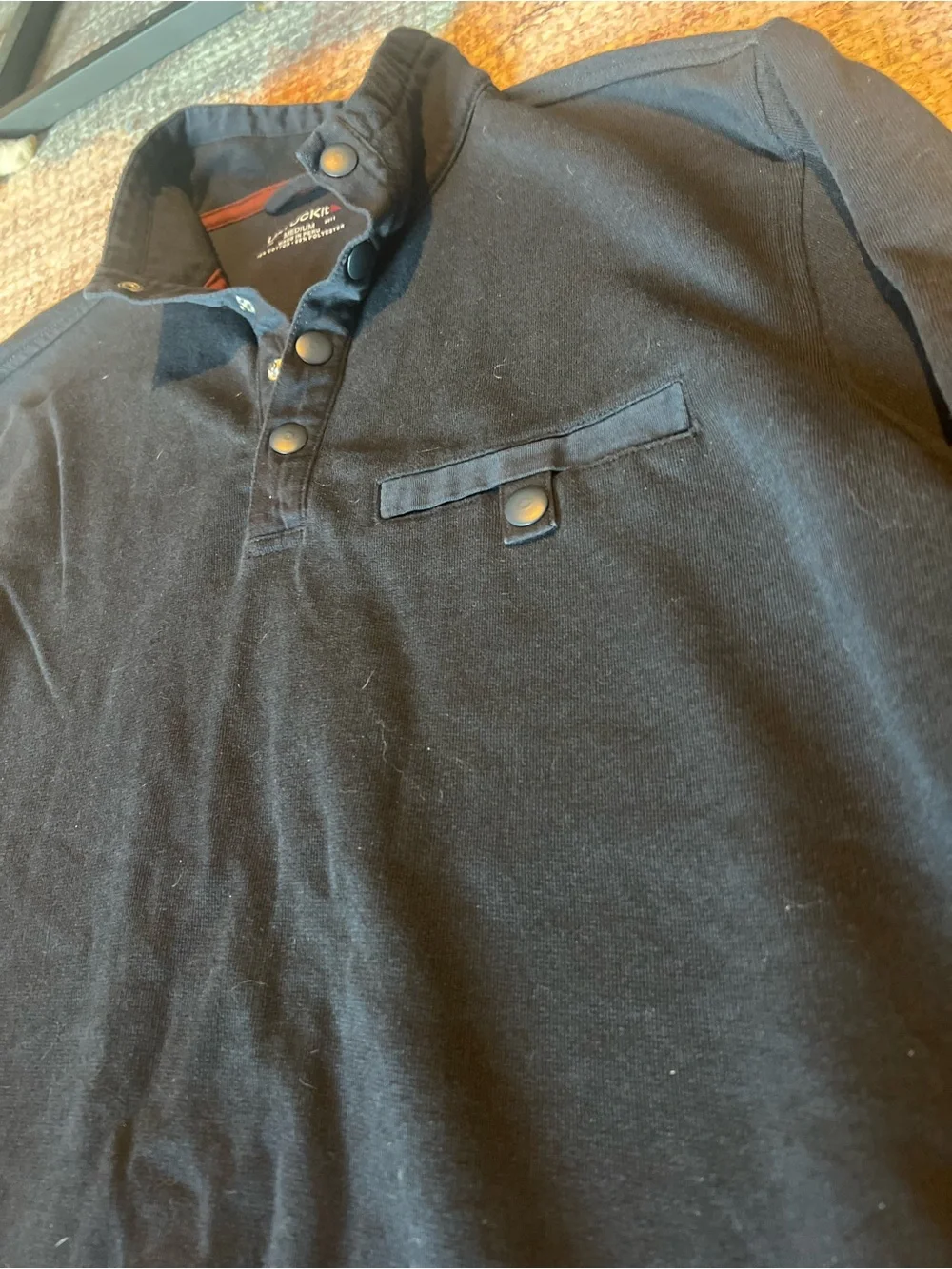 UNTUCKit Parkson Snap Fleece Pullover Navy Blue Mock Neck Sweater Mens Medium M